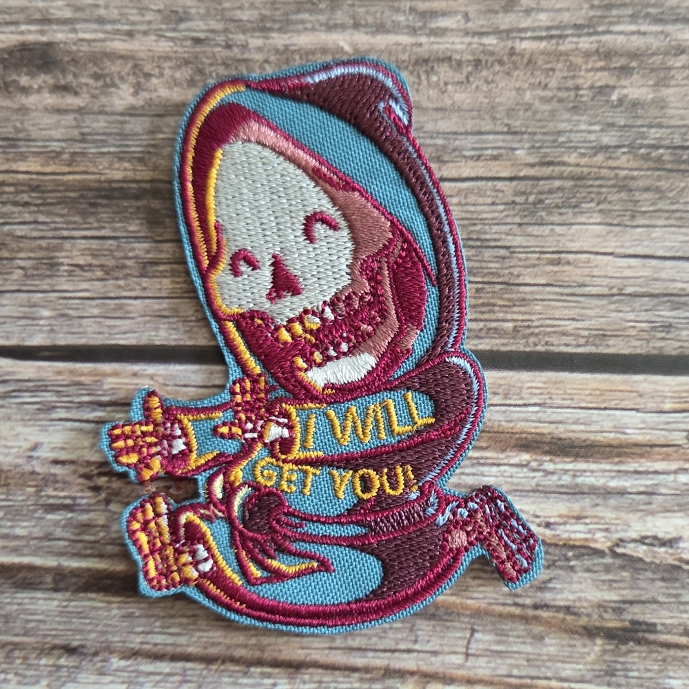 3/13$  I Will Get You Tattoo Banner Goth Grim Reaper Punk Rock Embroidered Patch